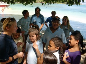 Working with local kids in Seychelles.